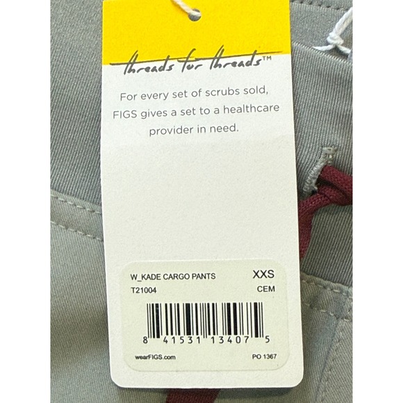 Figs Gray Straight Leg Pants with Burgundy Drawstring - Picture 6 of 9